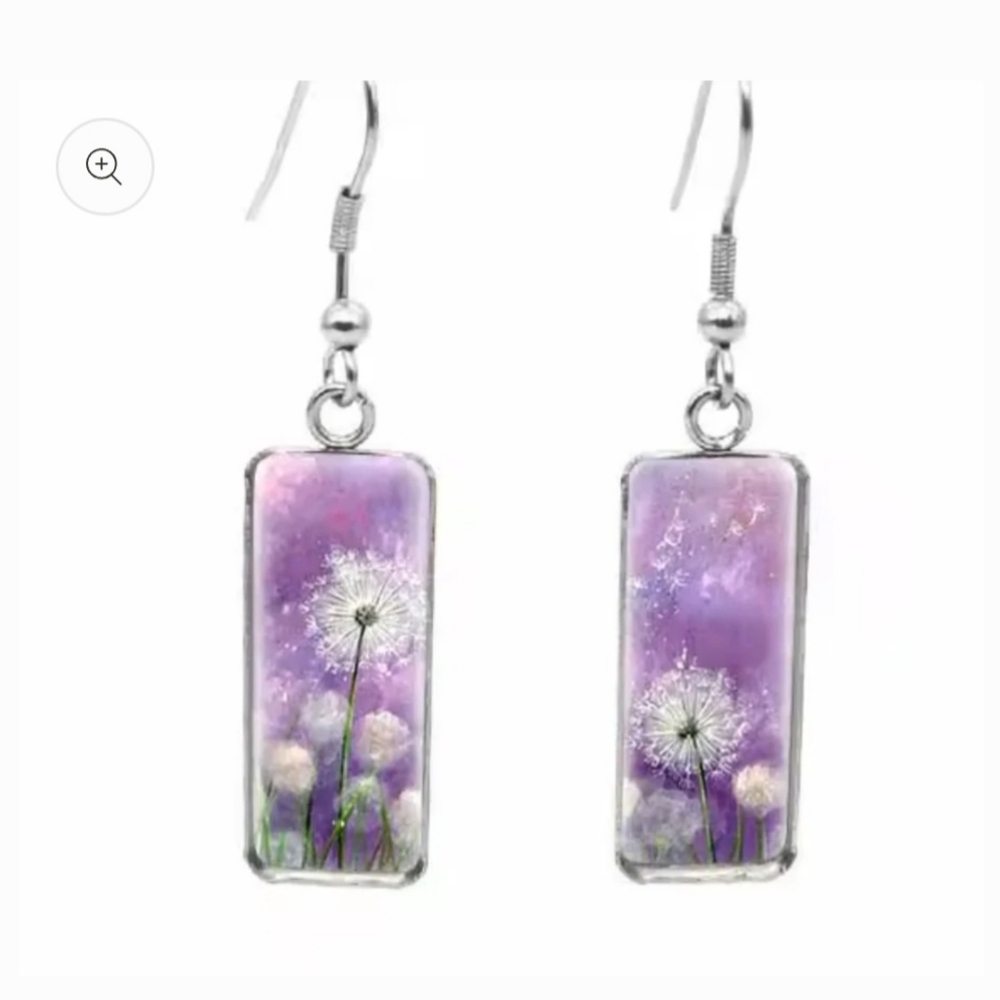 Elegant Purple Dandelion Earrings